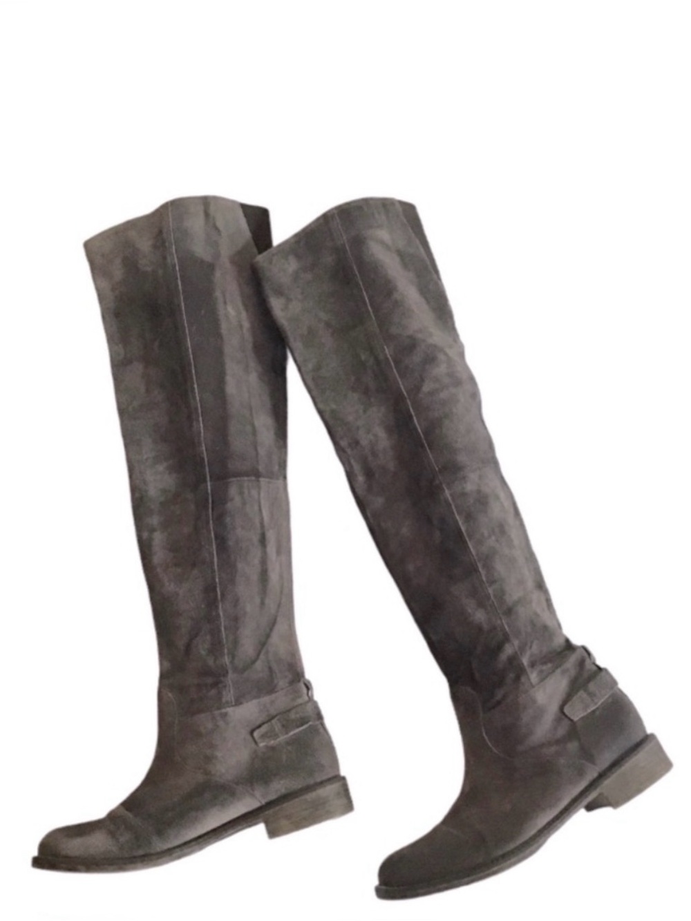 ANTHROPOLOGIE Boots BOUTIQUE 9 NICHOLA Tall Gray Brown Suede Leather Size 8
